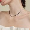 Hanna Sook Estilo Francês Simples Quebrado Colar de Ouro Luz Luxo Preto Cristal Clavícula Cadeia Nicho High-end Elegante Colar Cadeia