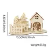 Decoração de Natal Desenho Animado Alce Árvore de Natal Casa de Madeira Quebra-Cabeça de Madeira Placa de Madeira DIY Suprimentos de Decoração de Mesa