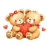Dia dos Namorados casal urso de desenho animado coração laço adesivo eletrostático para porta e janela de vidro decoração de atmosfera