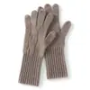 Nuevos guantes de canalé de cachemira para adultos, cálidos y resistentes al frío para otoño e invierno, unisex, guantes largos simples y versátiles