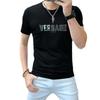 Camiseta de manga corta con cuello redondo de algodón mercerizado de alta gama para hombre, cómoda, transpirable, versátil, de corte entallado, de moda para hombre.