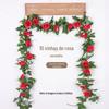 Rattan Rosa Simulado, Flor Artificial Flor de Seda, Videira de 10 Cabeças, Sala de Estar Interna, Decoração de Tubo de Água, Planta de Flor Plástica