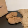 Mules de Solado Grosso com Bico Fechado, Retro 2026 Casual Slip-On Primavera Camurça Feminino Novos Sapatos Estilo Birkenstock