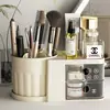 Caixa de Cosméticos Rotativa em Cilindro para Mesa Suporte de Armazenamento Porta-Batom Caneta para Bancada Suporte de Armazenamento para Papelaria Organizador de Mesa