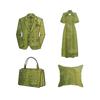 Linhas Frescas e Simples com Tecido Jacquard Padrão Escuro Rosa Verde, Vestido Tingido em Fio, Tecido para Designer Hanfu Cheongsam