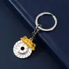 Chaveiro de metal criativo com pingente de corrente para pendurar na cintura, com design de disco de freio, cubo de roda e pinça, para carro modificado