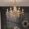 Lámpara de araña de cristal con perlas francesas, estilo americano de mediados de la antigüedad, para sala de estar, comedor, dormitorio, edificio dúplex, hotel, nueva lámpara de comedor.