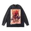 Moletom Redondo Americano Retro Transfronteiriço Marvel Homem de Ferro Oversize Solto Lavado Desgastado Pesado 280g