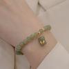 Pulsera de Jade Hetian Natural Nuevo Colgante de Oso con Lazo Pulsera para Mujer Suave Versátil Pulsera Joyería Regalo