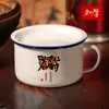 Tazón de fideos instantáneos de esmalte dormitorio de estudiantes grande engrosado boutique fideos instantáneos comida rápida Taza nostálgico tazón de arroz antiguo lonchera