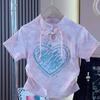 Famosa de Internet Estilo Nacional Extranjero Versátil Suéter Camiseta Niños 2024 Nueva Moda Cintura Ceñida Manga Corta Adorable