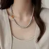 Colar de Pérolas Shijia Colar de Nicho Feminino Estilo Coreano Elegante Celebridade Cyber Forte Luz Brilhante Pérola Imitação Redonda Novo Estilo Chinês Corrente para Clavícula