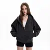 Jaqueta Moletom com Capuz Listrada Retrô Americana Primavera e Outono Casual Preguiçoso Zíper de Alta Qualidade Cardigan Top Pronto para Venda