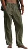 Pantalones Largos de Lino para Hombre Yoga Playa Cintura sin Elástico Cordón Bolsillos Múltiples Casual Transpirables 2022