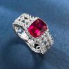 Anillo de plata 925 Mu Jing jewelry 2023 Nuevo incrustado con 6*8mm hemoglobina de paloma lujo completo de diamantes uso diario
