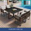 Mesa e Cadeiras para Terraço de Pátio de Villa Rattan à Prova d'Água e de Sol Mesa Longa de Hotel B&B Mesa de Jantar ao Ar Livre Cadeira de Rattan Conjunto de Três Peças
