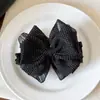 Grampo de banana elegante com laço de bolinhas estilo coreano para mulheres, grampo fofo para rabo de cavalo alto, clipe vertical versátil para a nuca, acessório de cabelo