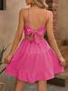 Ropa de Mujer Amazon 2025 Nuevo Estilo Resort Sexy Lazo Color Sólido Falda de Tirantes con Dobladillo Ancho Falda de Playa Sanya