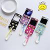 Para Samsung ZFlip Funda para Teléfono Plegable Cadena Colgante de Muñeca con Smiley Cubierta Trasera Zflip3/4 Funda Anticaída Cubierta Protectora