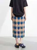 Falda Miyake de longitud media para el uso diario casual y para ir al trabajo, falda plisada recta holgada de cintura alta con bloques de color y lunares vintage