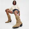 Botas altas de punta para mujer, de otoño e invierno, transfronterizas, versátiles, talla extra, botas de cuero para mujer sin cordones, botas de moda de tacón alto de comercio exterior para mujer