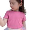 Camiseta de Verano para Niña 2026 Nuevo Top de Manga Corta Color Caramelo para Niñas Pequeñas, Camisa Básica Versátil Estilo Bosque Fresca y Dulce