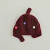 Gorro Infantil de Bolas de Colores Otoño e Invierno Lindo Cálido Sombrero de Lana para Niños y Niñas Moda para Bebés Gorro de Punto Pullover