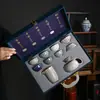 Conjunto de Chá Cerâmico Cinco Fornos Famosos Caixa de Presente para Casa e Escritório, Conjunto Completo de Chá Kung Fu, Item de Lembrança e Presente