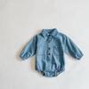 Colección Primavera 2026 Bebé Niña Infantil Traje de 100 Días Mono de Mezclilla Manga Larga Traje de Gateo Triángulo Corte Holgado