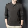 Nuevo suéter de lana para hombre de punto fino, color liso, con cuello polo y doble raya. Mismo estilo que Jinyi Y con cuello semiabierto