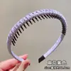 Diadema de corona alta estilo coreano, diadema de borde ancho, diadema para lavarse la cara con dientes, accesorio para el cabello de tela a cuadros de alta gama