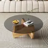 Mesa de café de cristal nórdica, mesa de café de diseño para espacios pequeños, mesa de té redonda, mesa de té moderna creativa elegante, transfronteriza