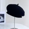 Boina de Borde Enrollado Tridimensional para Mujer, Sombrero de Lana Tejida para Otoño e Invierno, Sombrero de Hongo Chirriante Lindo, Sombrero de Azafata Versátil y de Moda