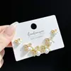 SLBABY brinco requintado com três pares de brincos incrustados com pequenos diamantes, agulha de prata s925, brincos elegantes simples de múltiplos pares