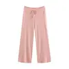 Pantalones Anchos de Lunares Estilo Chica Picante Americana para Mujer, de Cintura Alta con Cordón, Caídos, Adelgazantes, Pierna Ancha Recta, Estilo Casual Perezoso