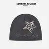 Gorro de Punto Estampado de Leopardo Estilo Coreano Estrella de Cinco Puntas para Mujer Invierno Cálido Streetwear Diario de Gama Alta Estilo Chica Picante Gorro de Lana