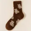 Calcetines de Terciopelo de Visón con Osito Otoño Invierno de Media Pantorrilla Lindos de Dibujos Animados Cálidos de Piel Sintética de Visón Calcetines de Mujer Suaves Pegajosos para el Hogar Cálidos Venta al por Mayor
