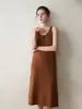 Vestido de tirantes largo hasta la rodilla con cuello en U Otoño e Invierno Nuevo Sin mangas Ajustado Suéter de Lana Chaleco de Cachemir Tejido para Mujer