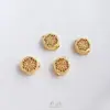 Retención de Color Fuerte Chapado en Cobre con Oro Real, Diseño Tallado Hueco Mate con las Palabras Ruyi, Xifu, Jile, Cuentas Espaciadoras, Bola de Flor Accesorios para Pulsera DIY