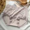 Pacote independente] ultra-fino 7A camélia antibacteriano não-traço de seda de gelo roupa interior feminina de seda meados de-cintura rendas cuecas femininas