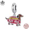 Evelle divertido pingente de cachorro basset hound joias de miçangas diy prata esterlina s925 contas de animais atacado acessórios de contas soltas