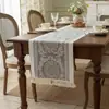 Caminho de Mesa, Estoque Disponível, Jacquard Ornamental Damasco de Poliéster com Franja de Borlas, Vários Designs Disponíveis para Sala de Jantar, Casamento, Festa e Decoração de Casa, Fornecimento Direto da Fábrica