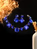 Conjunto Transfronteiriço de Brincos Quadrados Geométricos Exagerados com Cristais de Diamante Cheio, Estilo Europeu e Americano, Resistentes, Elegantes, Design Novo e Colar de Personalidade da Moda