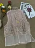Ropa Femenina Original Nueva Estilo Chino con Bordados Pesados y Trabajo de Cuentas a Mano, Chaleco de Lujo Versátil de Verano