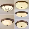 Luminária de teto vintage para quarto estilo italiano, Luminária redonda de tecido retro artística estilo sul-asiático para quarto principal, Luminária minimalista para escritório