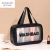 Bolsa de Cosméticos Transparente à Prova d'Água em PU, Necessaire Portátil de Viagem, Bolsa de Armazenamento Estilo Ins