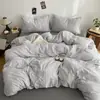 Juego de Cama de Cuatro Piezas Clase A con Funda de Edredón Catiónica de Alto Peso, Sábana Ajustable Lavable a Máquina, Juego de Tres Piezas Estilo Sábana de Estudiante 4