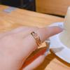 Set de Anillo de Cobre Electrochapado en Oro Real con Circonita en Forma de Corazón Anillo de Viento Frío Diseño Coreano de Nicho Abierto Índice Trendy