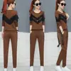 Conjunto deportivo de moda para mujer, nuevo estilo coreano para primavera y otoño, conjunto de sudadera patchwork holgada talla grande, atuendo de dos piezas para mujer