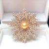 Personalizado Elegante Corsage Zircon Diamante Pérola Floco de Neve Estrelado Broche Cardigan Elegante Botão Terno Feminino